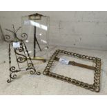 A brass linked ring photograph frame, 18cm and 2 others