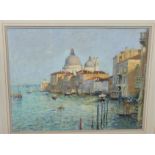 Bob Richardson: Grand Canal Venice with domed church, pastel, signed, 48 x 61 cm, framed and glazed