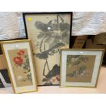 20th century Chinese school, a pair of watercolours depicting birds and flowers 38 x 15 cm and 2