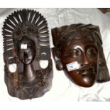 Five oriental carved hardwood figures/groups