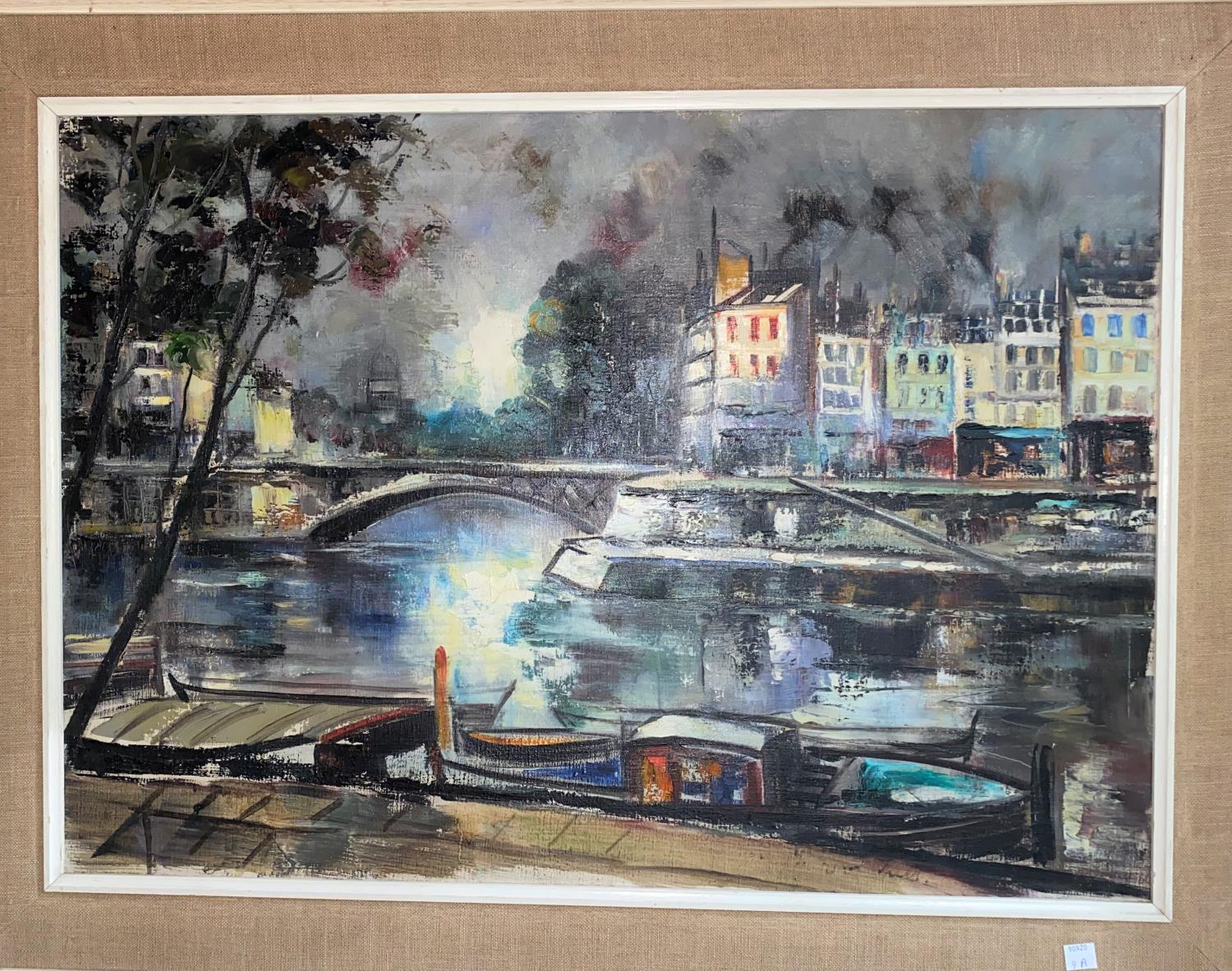 Oil on canvas, river scene, and other pictures