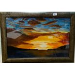 Vincent Dott: "Safely Home before Dark", sunset seascape, oil on board, 39 x 60 cm, framed and