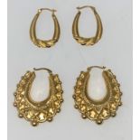 Two pairs of 9 carat hallmarked gold earrings, 5.2 gm