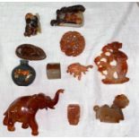 A collection of Chinese agate coloured stone carved items