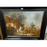 Followers of Isack Van Ostade, "Costa in un villaggio" oil on canvas unsigned 57 x 77cm framed
