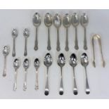 A hallmarked silver set of 6 ornate teaspoons, Sheffield 1907; 2 other set sof silver spoons