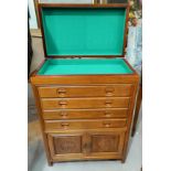 A modern 20th century Chinese cabinet for jade collectors, with hinged top, 4 drawers and double