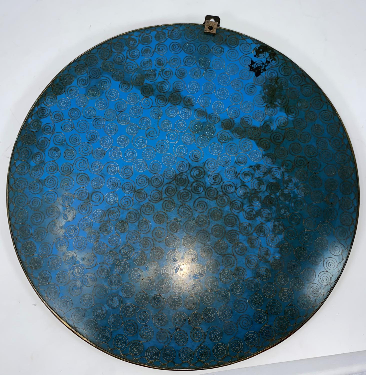 A late 19th/early 20th century Japanese cloisonné circular wall plaque, the central panel with - Image 2 of 2