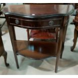 A mahogany reproduction hall table, 2 tiers, oval shaped; an Edwardian nest of 3 occasional tables