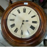 A Victorian mahogany cased school clock with circular dial, single train fusee movement (no
