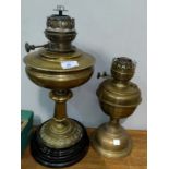 Two brass oil lamps