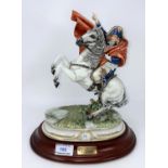 A Capodimonte figure depicting Napoleon on horseback after Delacroix, by Cortese, height 33 cm