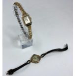 A ladies "Modissa" 9 carat hallmarked gold wristwatch on expanding strap; a 1930's 9 carat