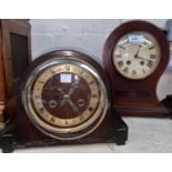 An Edwardian striking mantel clock in mahogany balloon top case; a 1930's striking mantel clock; a