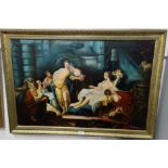 A Hutchinson: Traditional scene, oil on canvas, 60 x 99 cm, gilt framed