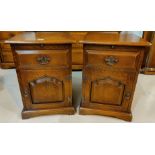 The Royal Oak Furniture Co. for Arighi Bianchi 18th century style handmade oak pair of bedside cabi
