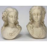A 19th century Copeland pair of parian busts: "Spring" & "Summer", by Malempre, height 16 cm
