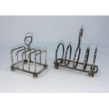 A 4 division toast rack on 4 ball feet, Birmingham 1906 and a square 4 division toast rack,