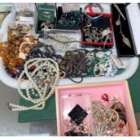A selection of costume jewellery, some white metal; etc.