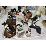 A Beswick collie dog; other china and resin dogs; etc.
