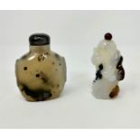 Two Chinese agate coloured stone snuff bottles