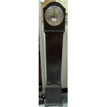 A 1950's chiming oak grandmother clock height 128cm