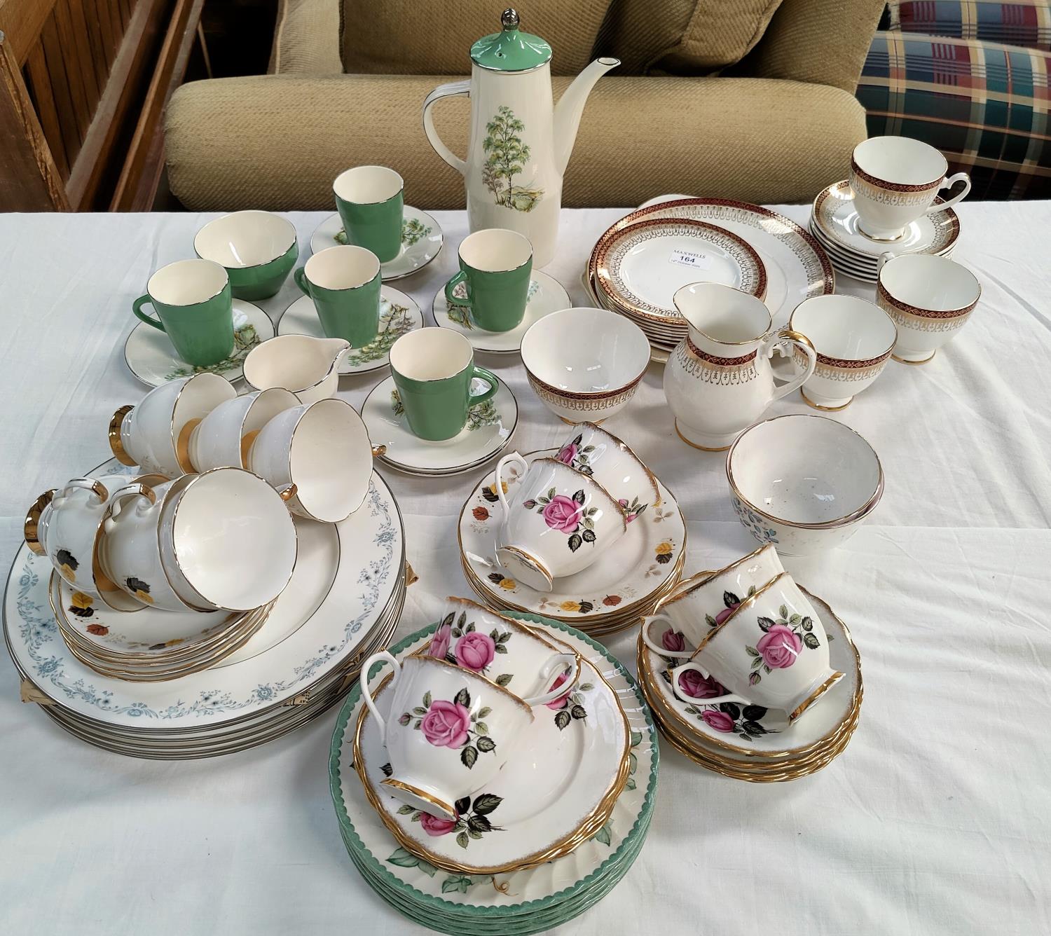 A Royal Grafton part tea service and Palisy part coffee service; other similar tea ware