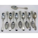 A set of 12 Provincial Scottish Silver Tablespoons. Marked: WJ for William Jamieson of Aberdeen.