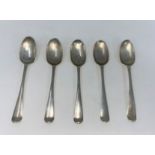 A set of five Irish silver teaspoons, marked for Dublin. Monogrammed HC (2.3oz)