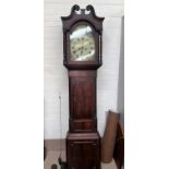 A 19th Century painted dial long case clock in mahogany case with eight day movement
