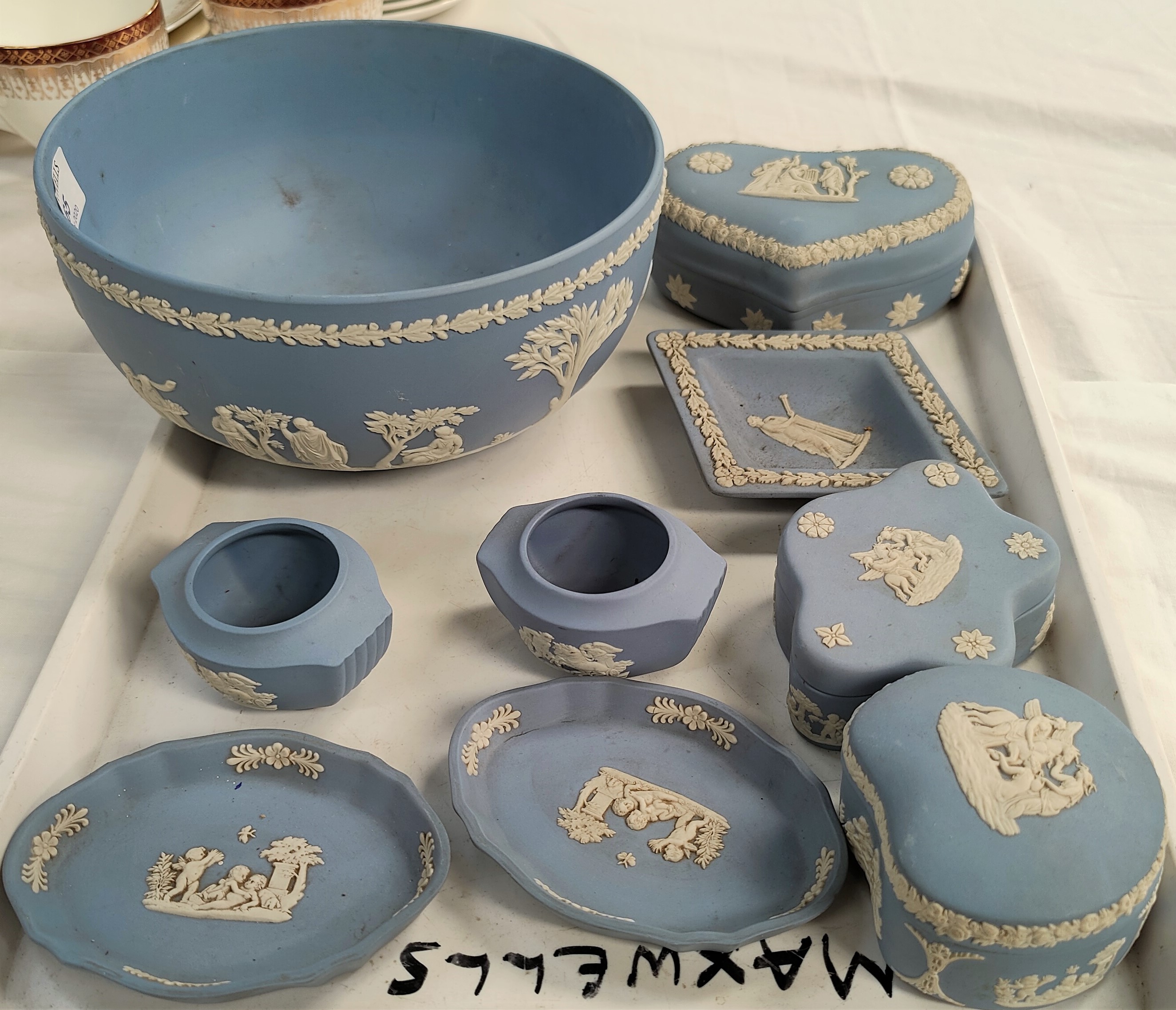 A Wedgewood Jasperware powder blue bowl diameter and a selection of Wedgewood Jasperware trinket - Image 2 of 2