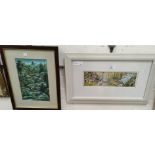 Liz Podmore: Fairy with frog and snake, etc., watercolour, signed, 9 x 30 cm, framed and glazed;