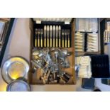 A selection of silver plated/stainless steel cutlery, boxed and loose
