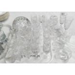 A pair of Thomas Webb cut crystal wine glasses, other similar cut glass