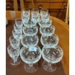 A set of 8 Waterford 'Vintage Kerry' saucer champagnes, 6 similar wines and 5 sherries