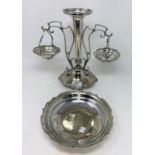 A silver plated 3 basket epergne and a similar dish