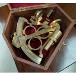 A period style brass sextant in fitted hardwood box