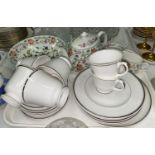 A Royal Worcester "Silver Jubilee" tea service in silver and white, 19 pieces; a Minton Haddon