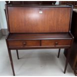 A late 1960's dark teak bureau with fitted interior and 2 drawers 9lcm