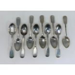 A set of ten Victorian hallmarked silver teaspoons. Exeter 1880 (6.1oz) Makers mark: James &