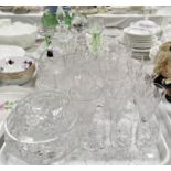 Two cut glass decanters; other cut and decorative glassware