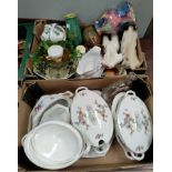 Three Czechoslovakian china covered oval tureens; other tureens; a Royal Sutherland part tea