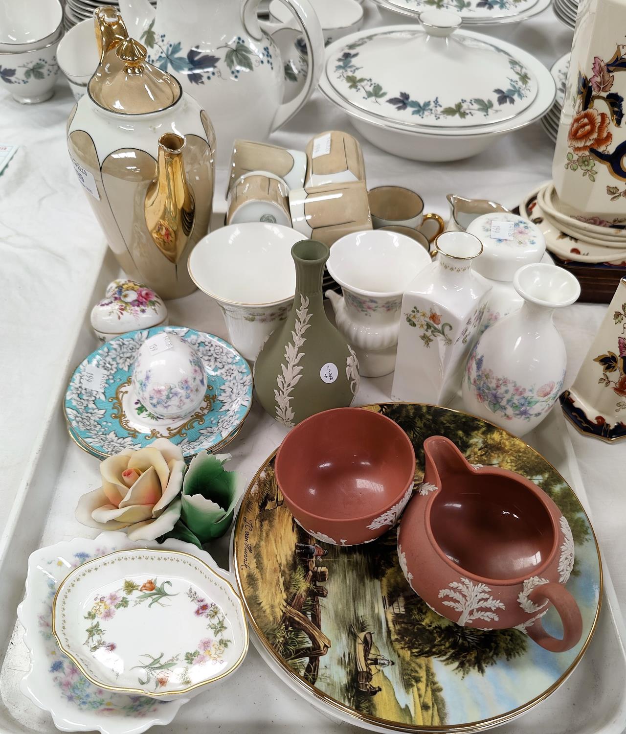 A continental part coffee set; a selection of decorative china by Wedgwood, Aynsley; etc.