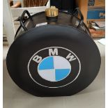 A BMW advertising item in the form of a vintage petrol can, with BMW brass cap.