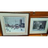 Arthur Delaney: 2 limited edition prints "Exchange Station" & "Manchester Town Hall", framed and