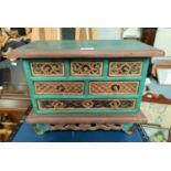 A period style painted miniature chest of drawers + a selection of other boxes