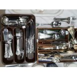 A stainless steel canteen of King's pattern cutlery by Viner's; other cutlery
