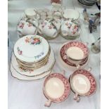 A Coalport "June Time" part tea service, 26 pieces approx; Royal Crown Derby "Derby Posies"; etc.; a