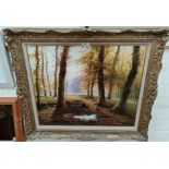 Amado Torresechandi: Woodland landscape in autumn, oil on canvas, 49 x 59 cm, gilt framed