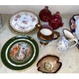 A Royal Crown Derby plate; two Royal Worcester plates; other similar plates and china.